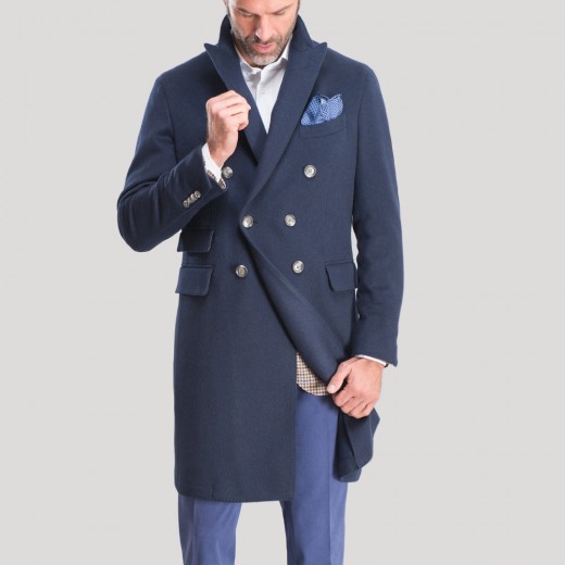 DOUBLE BREASTED BLUE OVERCOAT