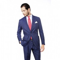 BLUE PINSTRIPED TWO-PIECE SUIT