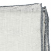 Color border linen pocket square - Grey
