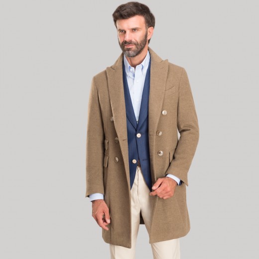 DOUBLE BREASTED BEIGE OVERCOAT