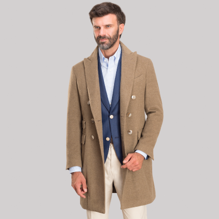 DOUBLE BREASTED BEIGE OVERCOAT