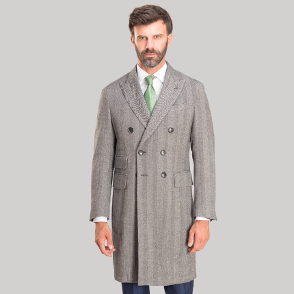 GREY HERRINGBONE OVERCOAT