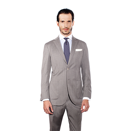 GREY HERRINGBONE TWO-PIECE SUIT