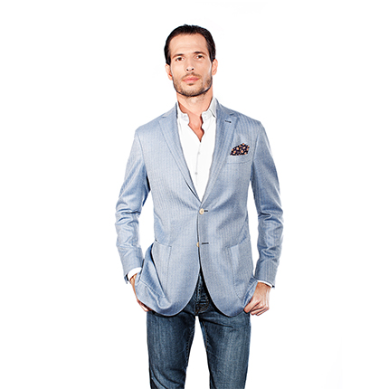 LIGHT BLUE HERRINGBONE JACKET